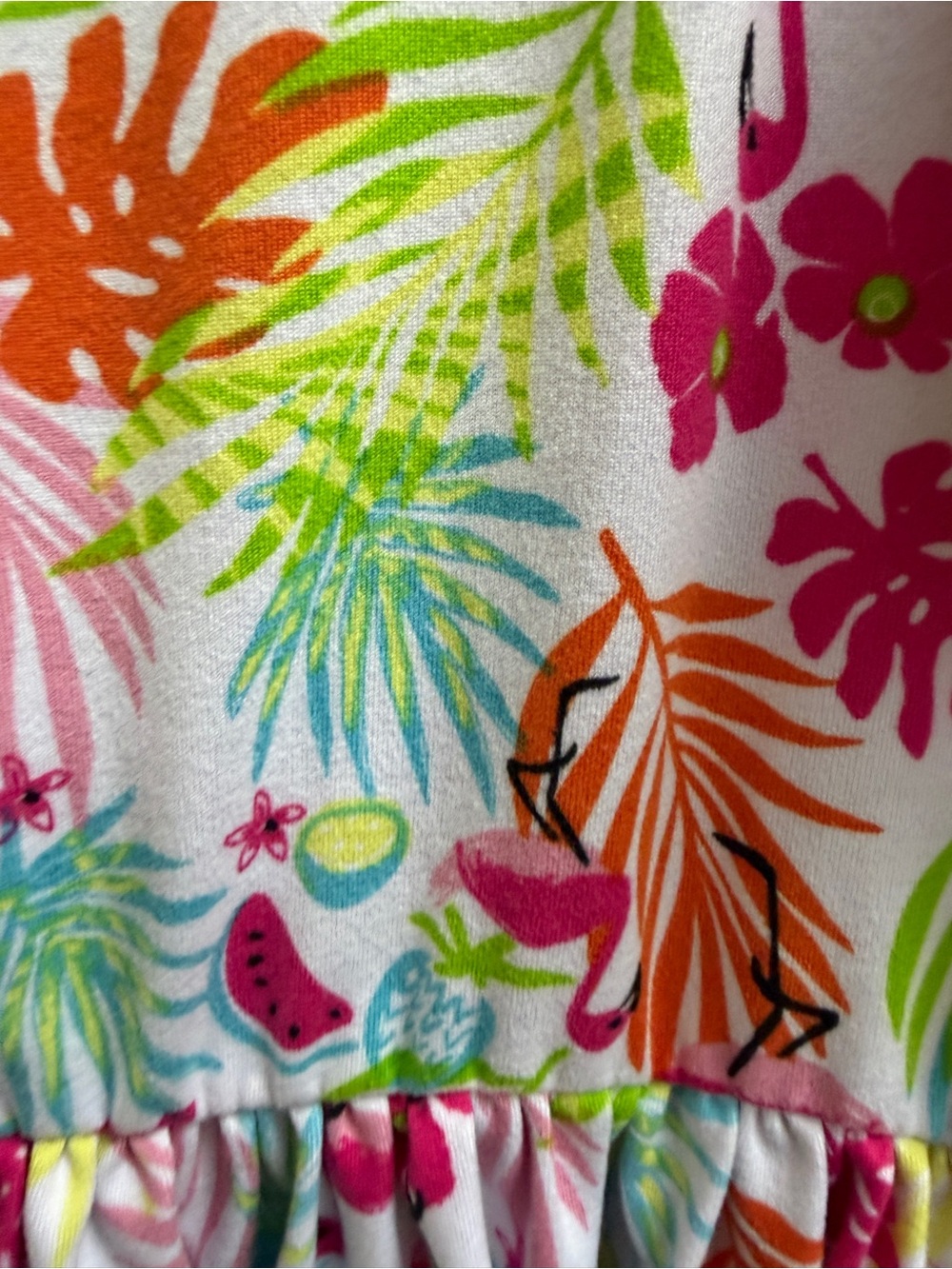 Forever Me Girls' 4 Pink Multi Flamingo & Tropical Print Dress Shoulder Ties - Picture 8 of 8
